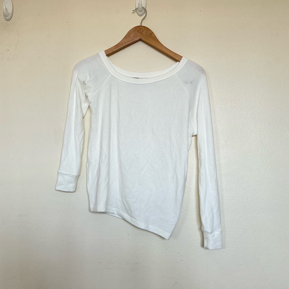 Enza Costa Cream off white Scoop Neck Long Sleeve Tee size XS